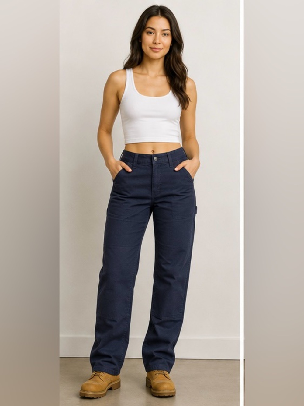 Carhartt Women's FR Rugged Flex Canvas Work Pants Navy Blue Size 12 Regular